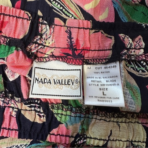 Vintage Napa Valley Blue Floral Tropical Crepe Maxi Skirt Size Large Summer EUC - Picture 16 of 16